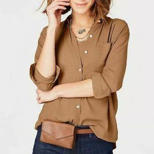 J.JILL RELAXED SHIRTTAIL BLOUSE, ACORN, MEDIUM